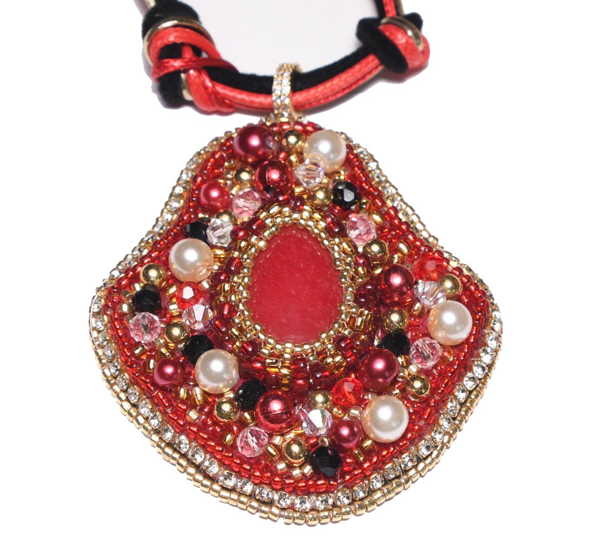 Koljė su raudonu Chalcedonu „Raudonoji Valdovė“ - Rankų darbo gaminiai