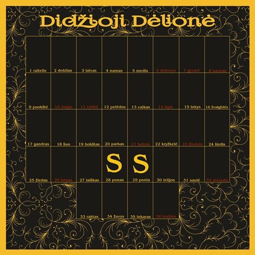 Lenormand kortų "Didžiosios Dėlionės" staltiesė - Geltonas Ornamentas - Ezoterinės prekės