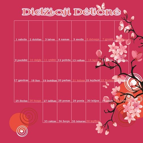 Lenormand kortų “Didžiosios Dėlionės” staltiesė – Žydinti Sakura - Ezoterinės prekės