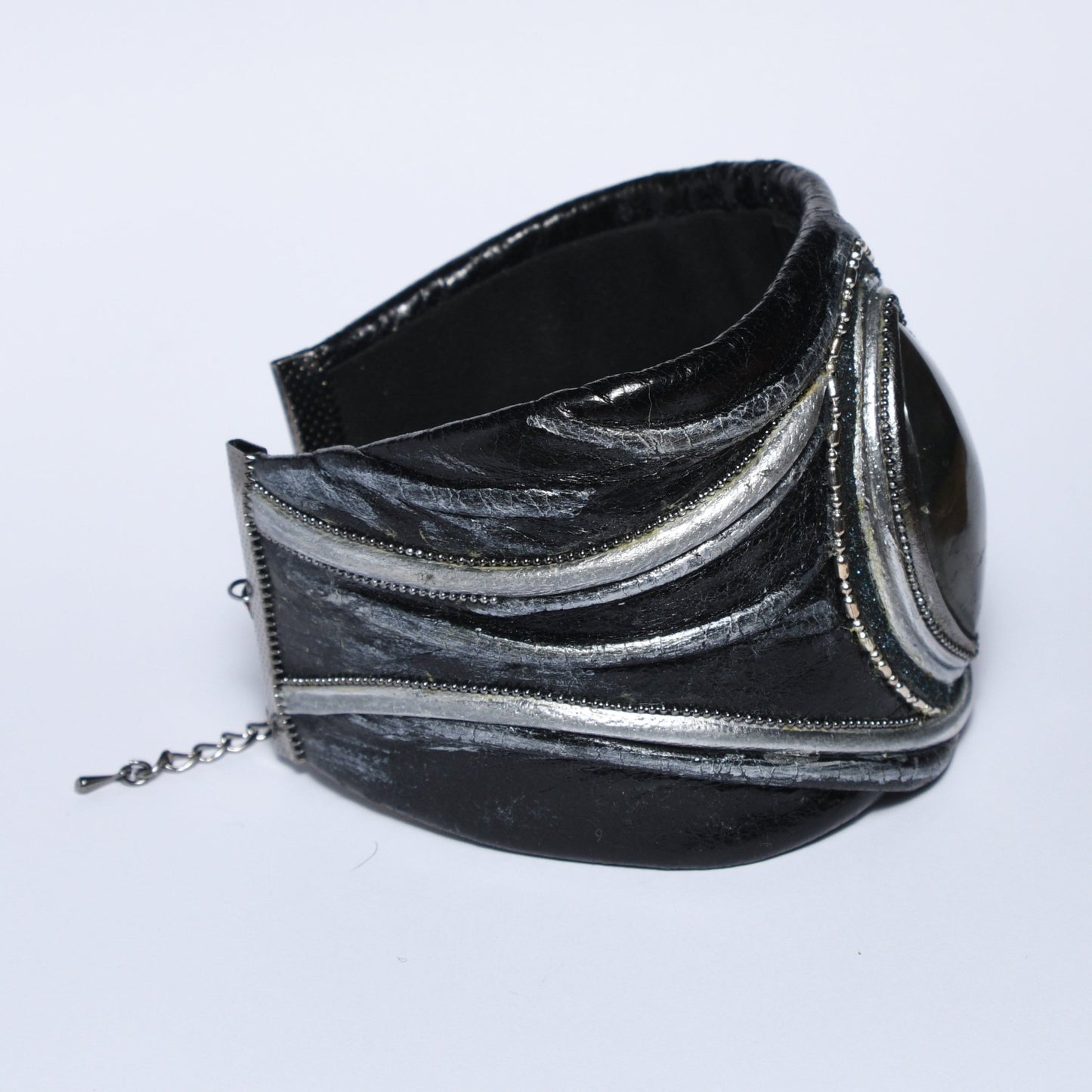 Odinė apyrankė su Labradoritu "Drakono Akis" - Rankų darbo gaminiai