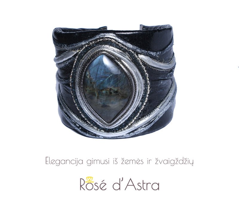 Odinė apyrankė su Labradoritu "Drakono Akis" - Rankų darbo gaminiai