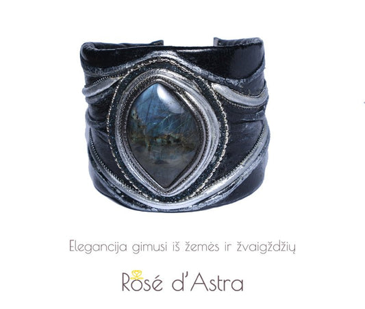 Odinė apyrankė su Labradoritu "Drakono Akis" - Rankų darbo gaminiai