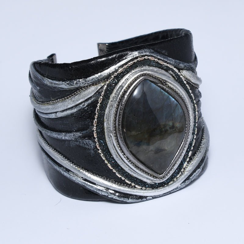 Odinė apyrankė su Labradoritu "Drakono Akis" - Rankų darbo gaminiai