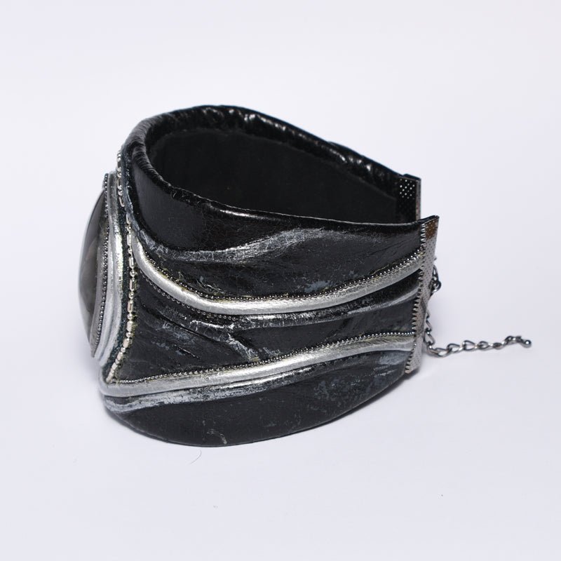 Odinė apyrankė su Labradoritu "Drakono Akis" - Rankų darbo gaminiai