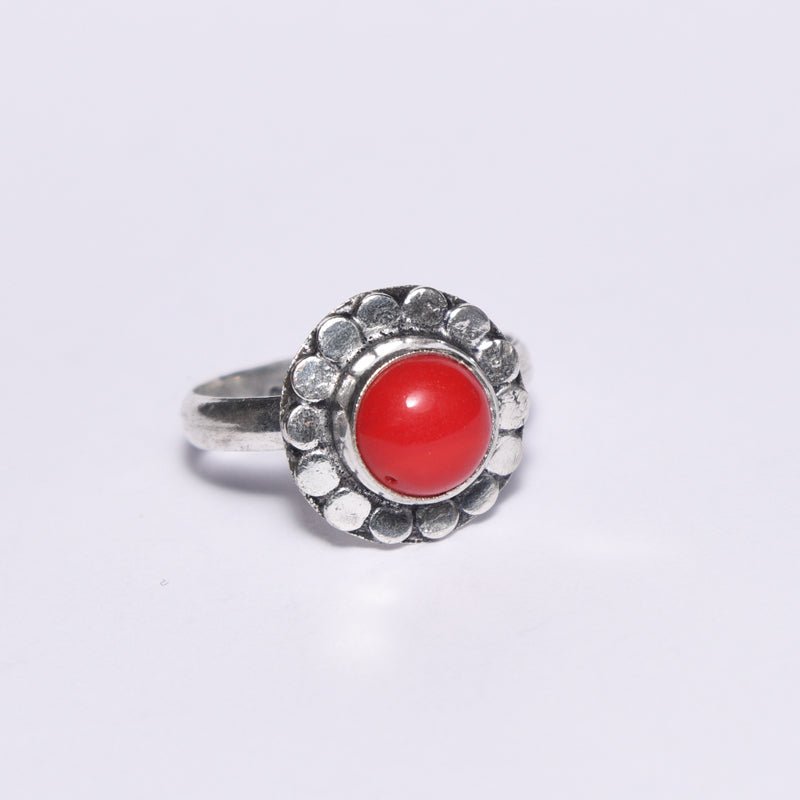 Žiedas su Koralu "Gėlytė" - 